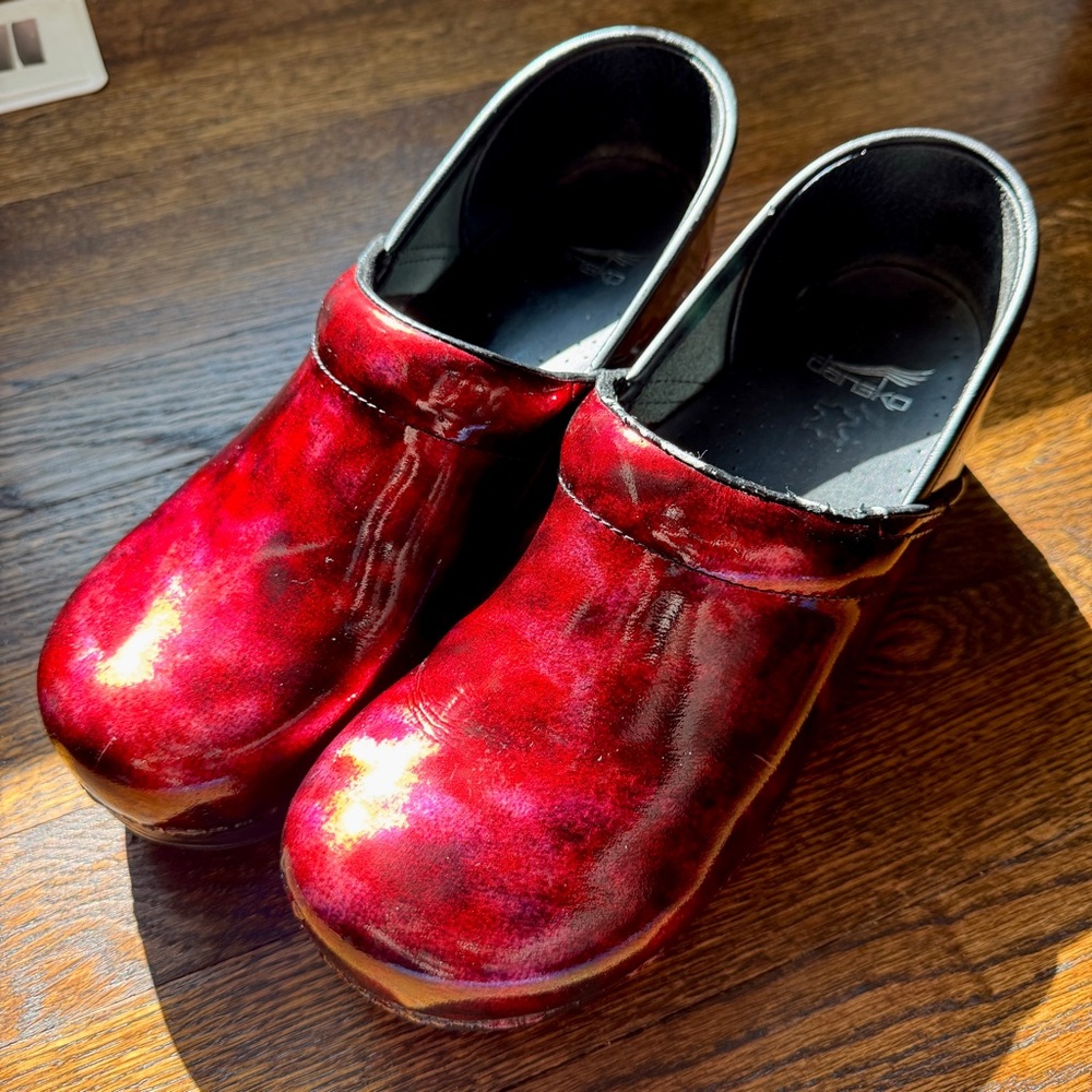 Dansko Red Metallic Mules & Clogs